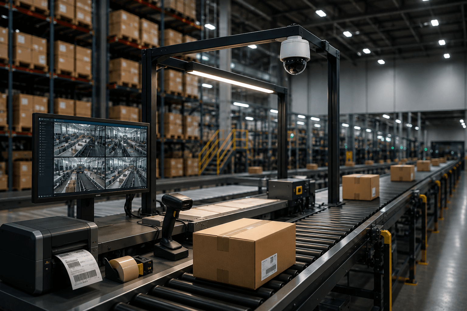 Kedara automated packing station in a warehouse setting