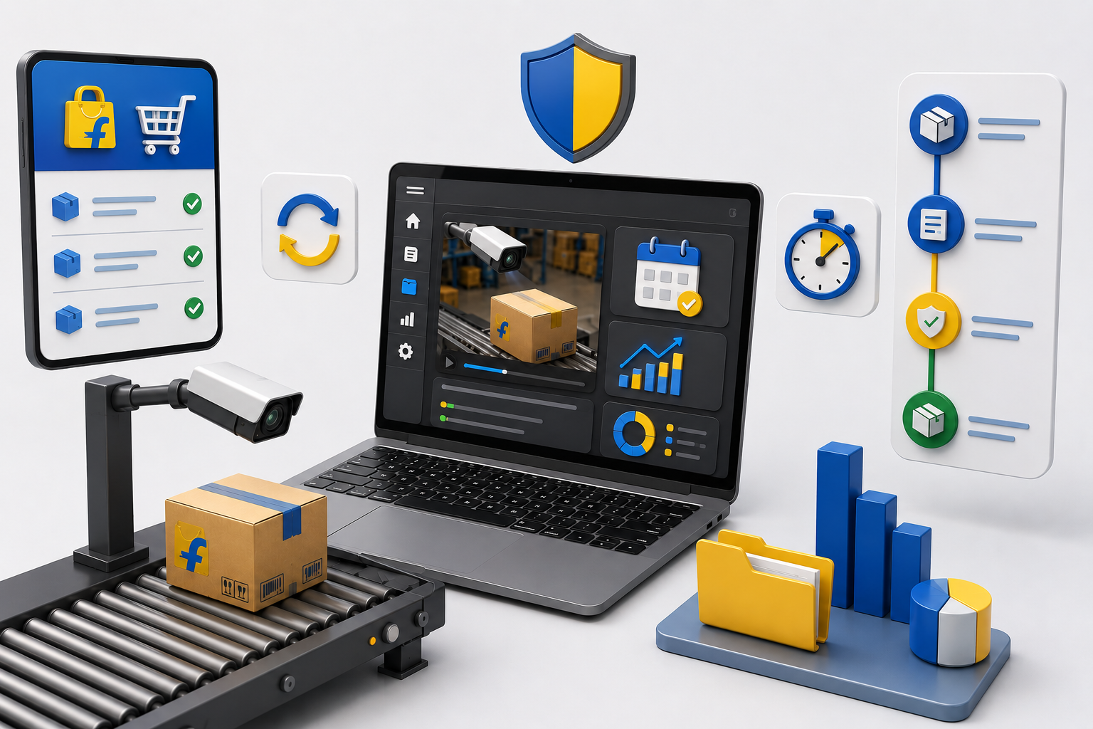 Kedara dashboard showing Flipkart order sync and SPF claim status